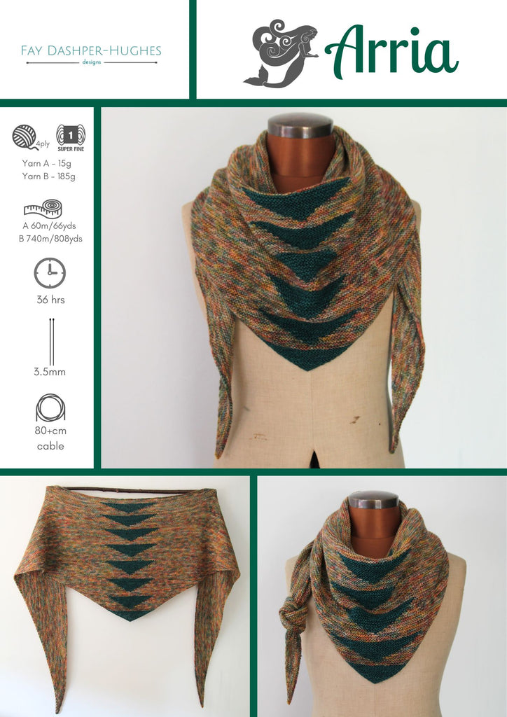 Arria Shawl knitting pattern - digital download with printed option