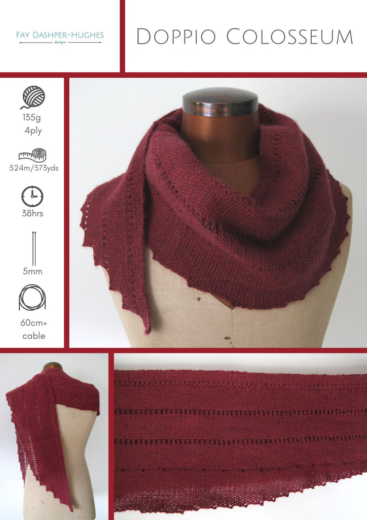 Doppio Colosseum Shawl knitting pattern - digital download with printed option