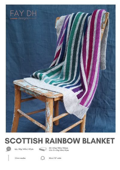 Scottish Rainbow Blanket knitting pattern - digital download with printed option