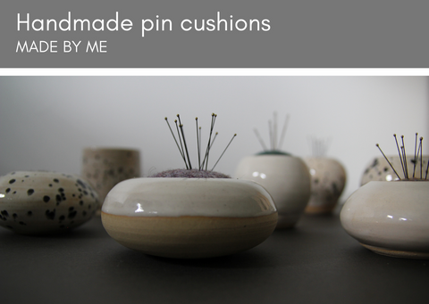 Ceramic & tweed pin cusions (rounded) - Made in UK - Provenance Craft Co