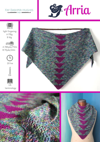 Arria Shawl crochet pattern 4 ply - digital download with printed option