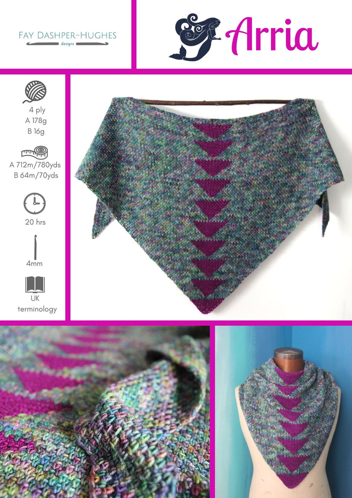 Arria Shawl crochet pattern 4 ply - digital download with printed option