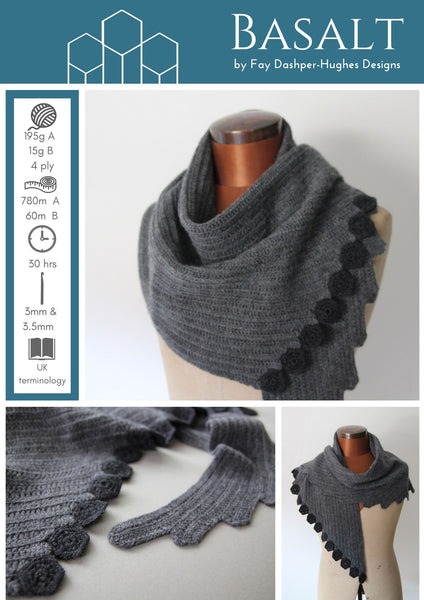 Basalt Shawl crochet pattern - digital download with printed option