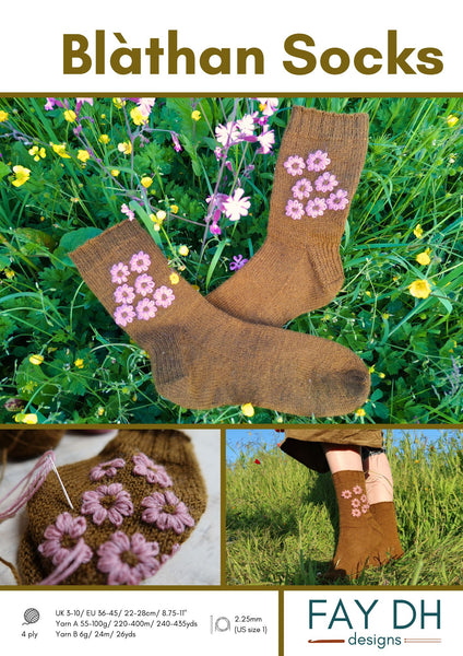 Blàthan sock knitting pattern - digital download with printed option