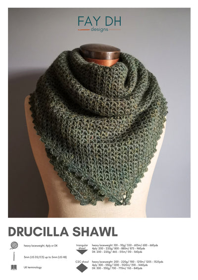 Drucilla Shawl crochet pattern - digital download with printed option