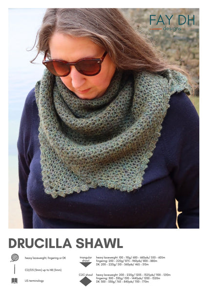 Drucilla Shawl crochet pattern - digital download with printed option