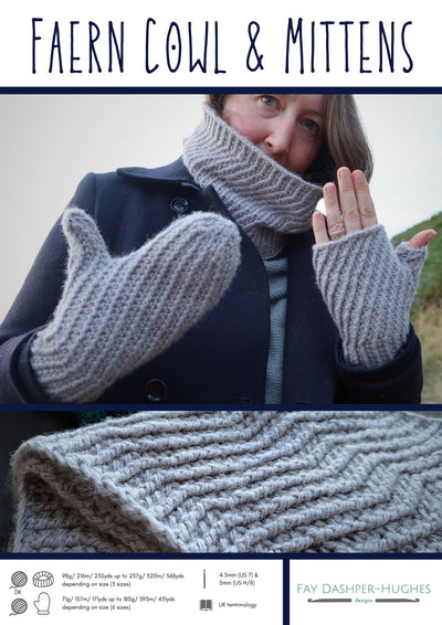 Faern DK Cowl and Mittens crochet patterns - digital download with printed option