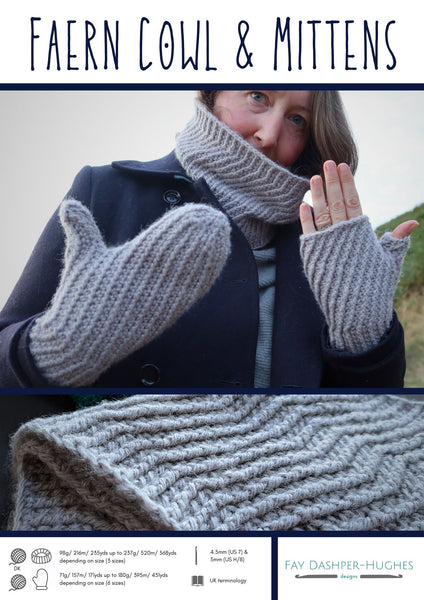 Faern DK Cowl and Mittens crochet patterns - digital download with printed option