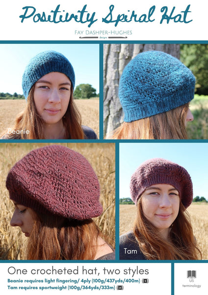 Positivity Spiral Hat crochet pattern - digital download with printed option