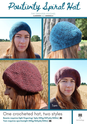 Positivity Spiral Hat crochet pattern - digital download with printed option
