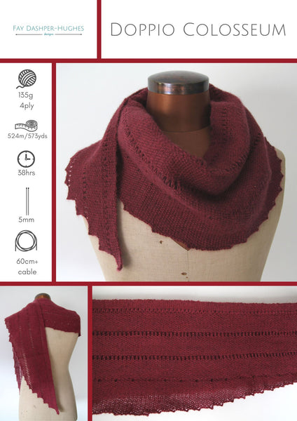 Doppio Colosseum Shawl knitting pattern - digital download with printed option