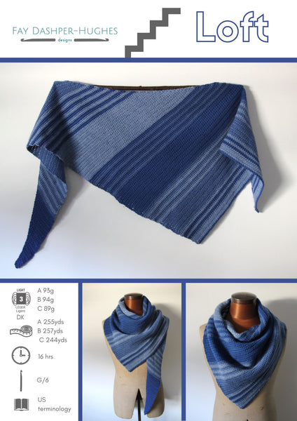 Loft Shawl crochet pattern DK - digital download with printed option