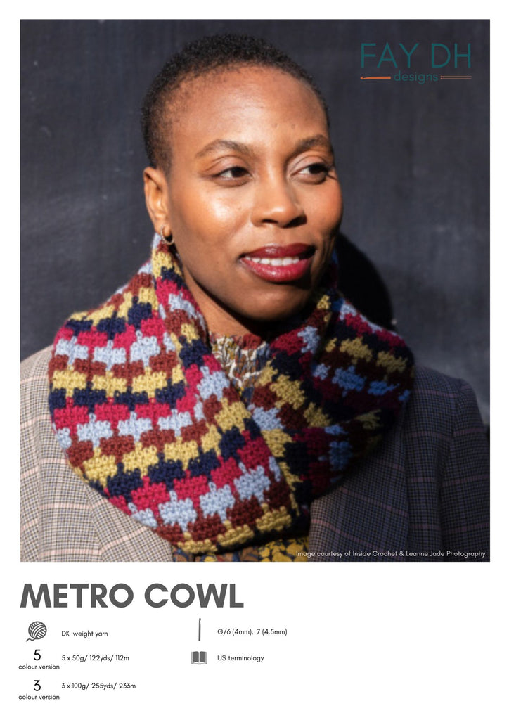 Metro Cowl crochet pattern DK - digital download with printed option