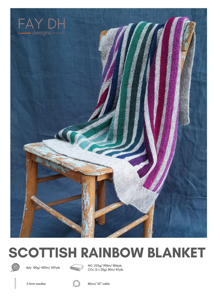 Scottish Rainbow Blanket knitting pattern - digital download with printed option