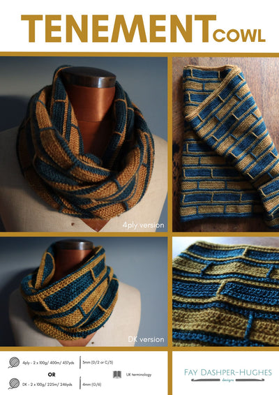 Tenement Cowl crochet pattern 4ply or DK - digital download with printed option