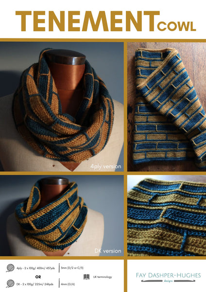 Tenement Cowl crochet pattern 4ply or DK - digital download with printed option