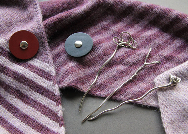 Jul designs leather cuffs, shawl pins & sticks and leather fasteners - Provenance Craft Co