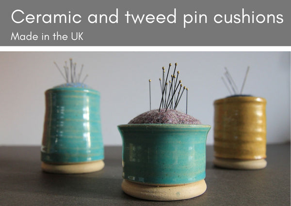 Ceramic & tweed pin cusions - Made in UK - Provenance Craft Co