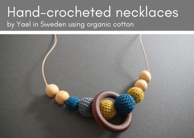 SALE 30% off Hand-crocheted necklaces - made in Sweden using organic cotton WAS £29 NOW £20