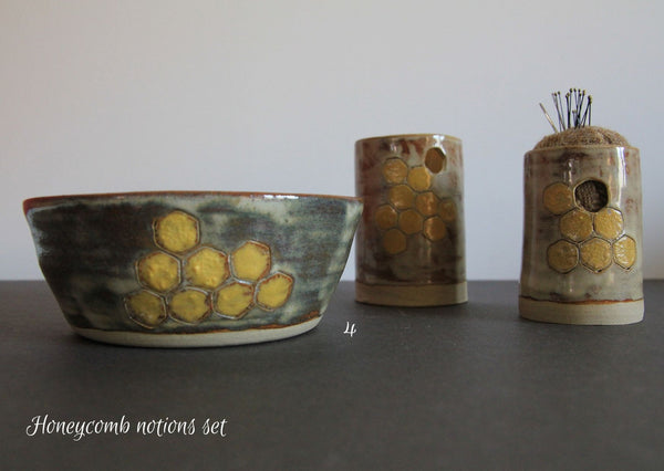 Honeycomb dishes, pots & pincushions - MADE BY ME Ceramic dishes - Provenance Craft Co